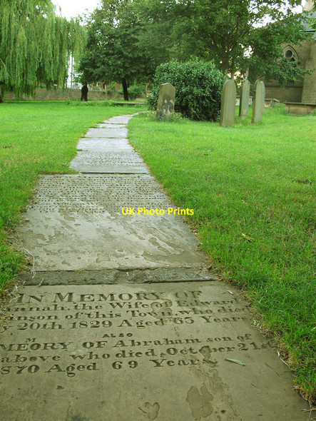Photo 6"x4" St Peter's Bramley: graveyard paths Pudsey\/SE2233 c2015