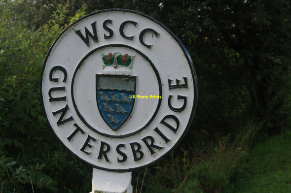 Photo 6"x4" Sign at Gunter's Bridge, West Sussex Gunter's Bridge c2015