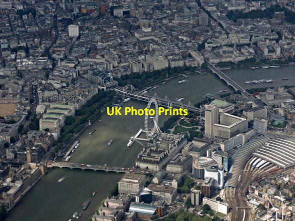 Photo 6"x4" London and the River Thames from the air Westminster c2015