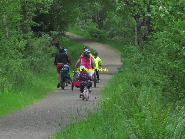 Photo 6"x4" Cycling group on the Strathyre to Lochearnhead cycle path, S of Lochearnhead Edinample c2015