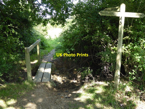 Photo 6"x4" Footpath junction on the Knepp Estate Dial Post c2015