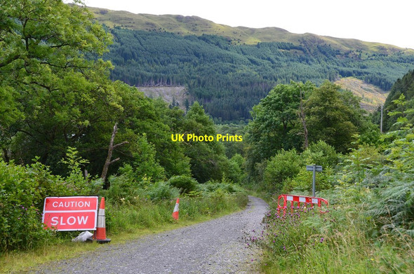 Photo 6"x4" Warning to cyclists, Strathyre cyclepath Ardchullarie More c2015