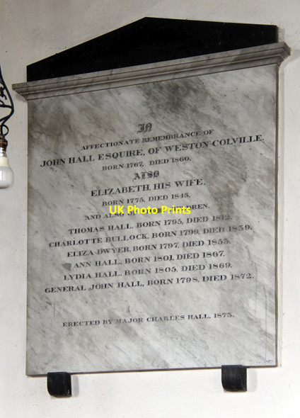 Photo 6"x4" St Mary, Weston Colville - Wall monument Weston Colville c2015