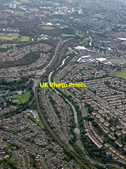 Photo 6"x4" The Forth & Clyde Canal from the air Bearsden c2015
