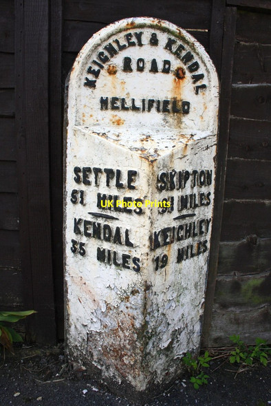 Photo 6"x4" Milestone beside the Main Road through Hellifield Hellifield c2015