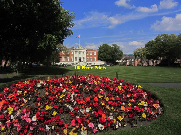 Photo 6"x4" Warrington - Town Hall & flower garden Warrington\/SJ6088 c2015