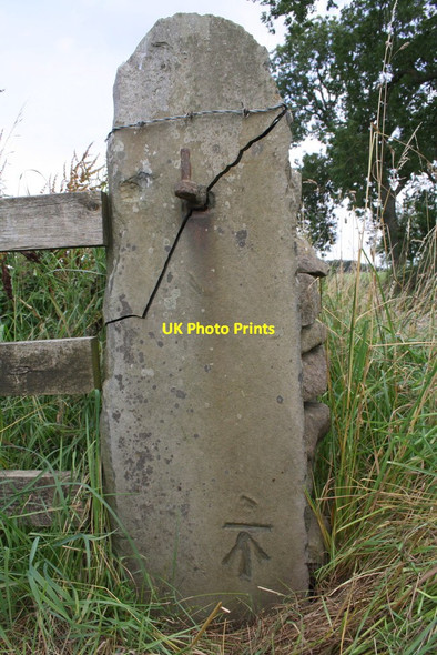 Photo 6"x4" Benchmark on gatepost near Lingber Hill Otterburn\/SD8857 c2015