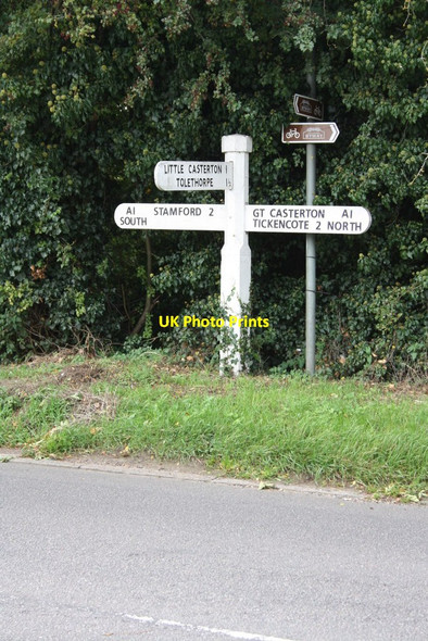Photo 6"x4" Signpost beside Old Great North Road opposite Toll Bar Stamford\/TF0207 c2015