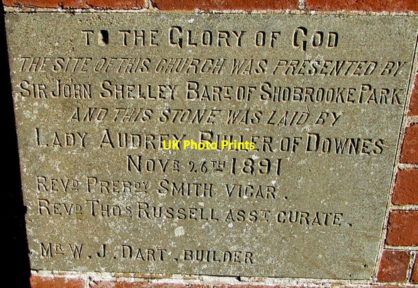 Photo 6"x4" Yeoford church foundation stone Yeoford c2015