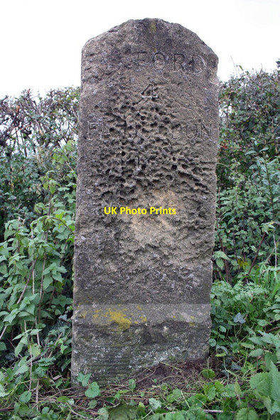 Photo 6"x4" Benchmarked milestone (Oxford 4) beside A420 Henwood\/SP4602 c2015