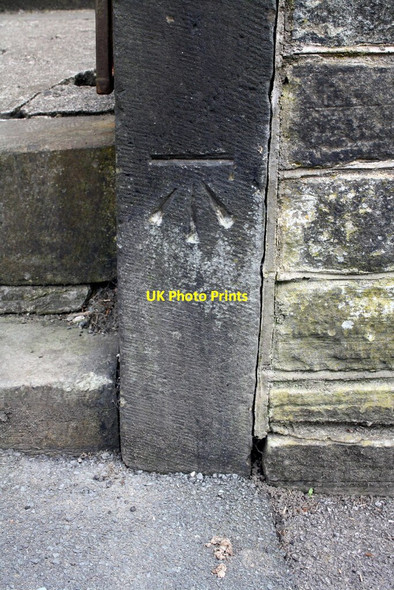 Photo 6"x4" Benchmark on gatepost of #78 Bolton Hall Road Shipley\/SE1437 c2015