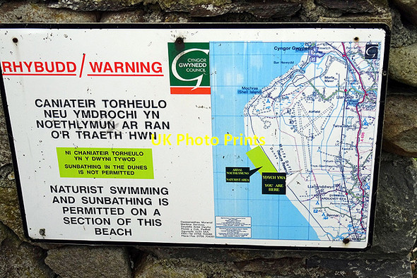 Photo 6"x4" Warning - Naturists Llanenddwyn c2015