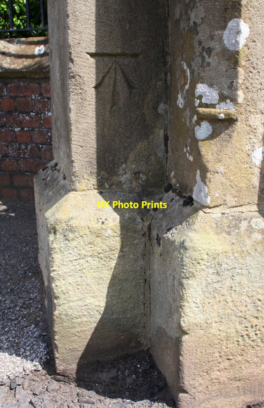 Photo 6"x4" Benchmark on gatepost at entrance to crematorium Carlisle c2015
