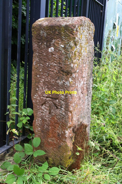 Photo 6"x4" Benchmark on post beside track off Dalston Road Carlisle c2015