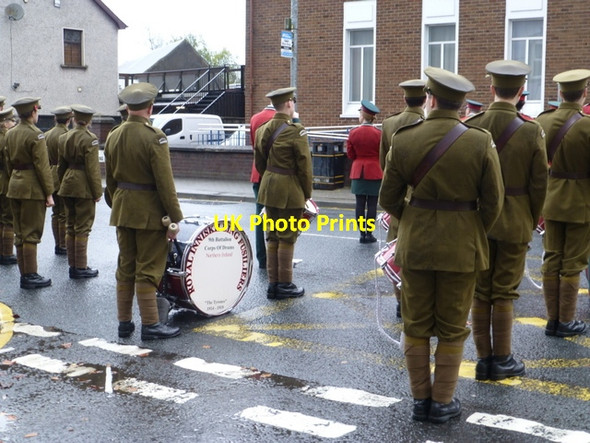 Photo 6"x4" Big drum, Royal Inniskilling Fusiliers Band Omagh c2015