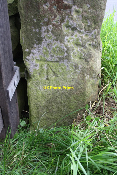 Photo 6"x4" Benchmark on Heslaker Lane gatepost near Funkirk Skipton c2015