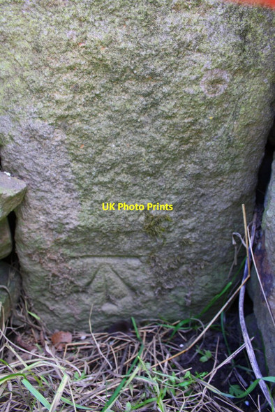 Photo 6"x4" Benchmark on gatepost beside Haslaker Lane Skipton c2015