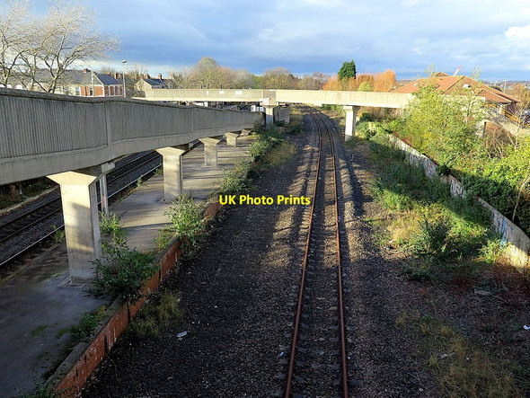 Photo 6"x4" Railway line & footbridge near Jarrow Metro Station Hebburn c2015