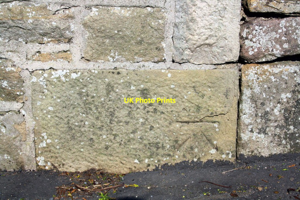 Photo 6"x4" Benchmark on wall of Carleton Road Skipton c2015