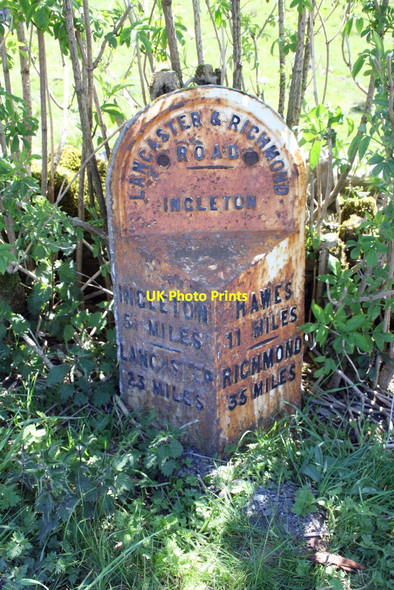 Photo 6"x4" Milestone on SE side of Low Sleights Road Chapel-le-Dale c2015