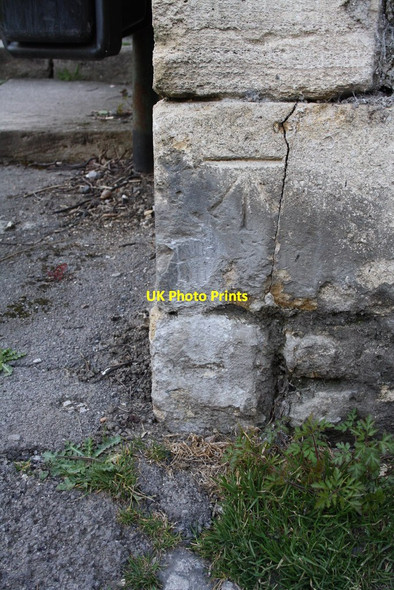 Photo 6"x4" Benchmark on wall beside steps from Coach Road Bradford-On-Avon c2015