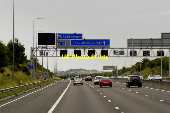 Photo 6"x4" New Sign Gantry over Eastbound M62 near to Morley Morley\/SE2627 c2015