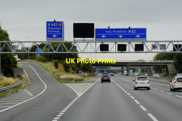 Photo 6"x4" Eastbound M62, Sign Gantry at Junction 30 Bottom Boat c2015
