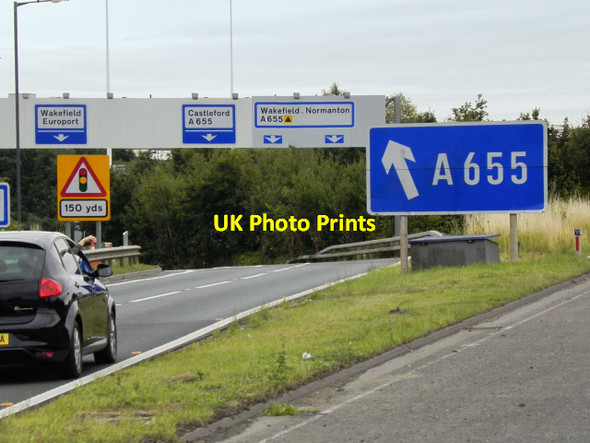 Photo 6"x4" Junction 31 Exit Sliproad, Eastbound M62 Normanton\/SE3822 c2015