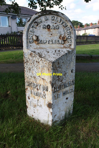 Photo 6"x4" Milestone beside the A6069 at Broughton Grove junction Skipton c2015