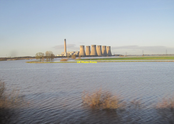 Photo 6"x4" View from a York - Doncaster train - River Aire in Flood Hirst Courtney c2015