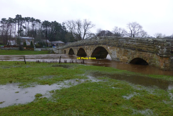 Photo 6"x4" Pauperhaugh Bridge with the River Coquet in spate (2) Healey Cote c2016