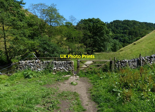 Photo 6"x4" Dry stone wall and gate next to the River Dove Alstonefield c2014