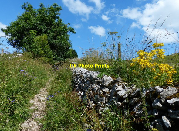 Photo 6"x4" Path and dry stone wall above Wolfscote Dale Biggin\/SK1559 c2014