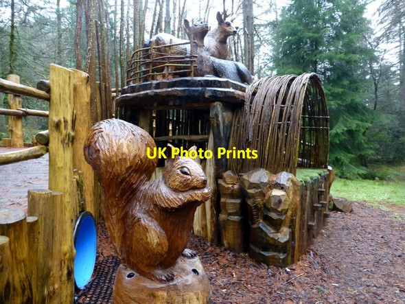 Photo 6"x4" Deer sculpture and play frame (side view) Gortin c2016