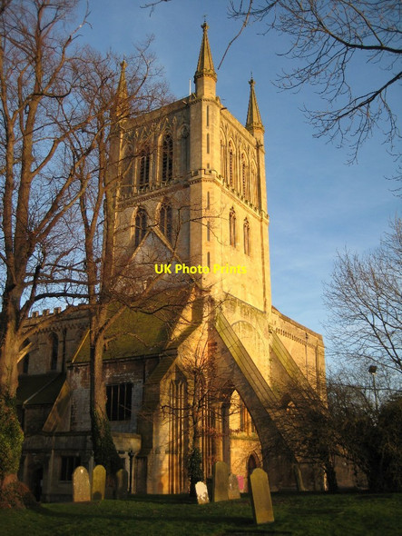 Photo 6"x4" Evening sun on Pershore Abbey Pershore c2014
