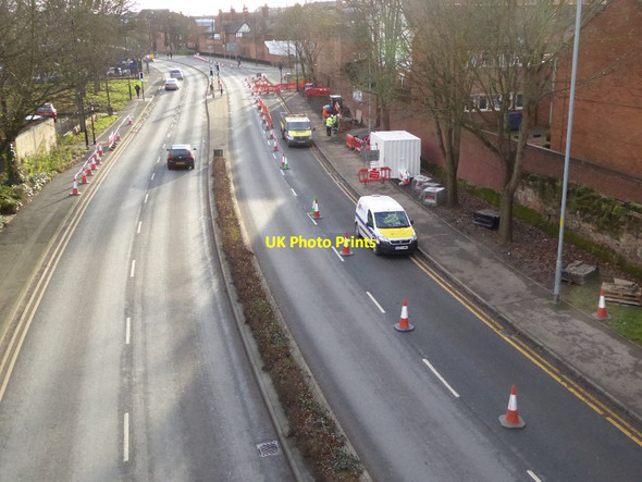 Photo 6"x4" Lane restriction on City Walls Road Worcester c2016