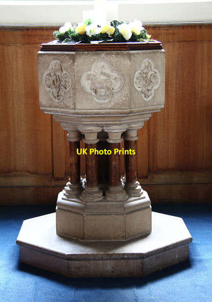 Photo 6"x4" St John the Baptist, Leytonstone - Font Wanstead c2016