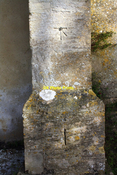 Photo 6"x4" Benchmark on St Mary's Church tower buttress Longworth\/SU3999 c2016