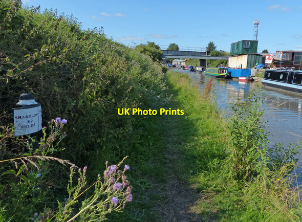 Photo 6"x4" Trent & Mersey Canal Milepost along the towpath Broken Cross\/SJ6873 c2015
