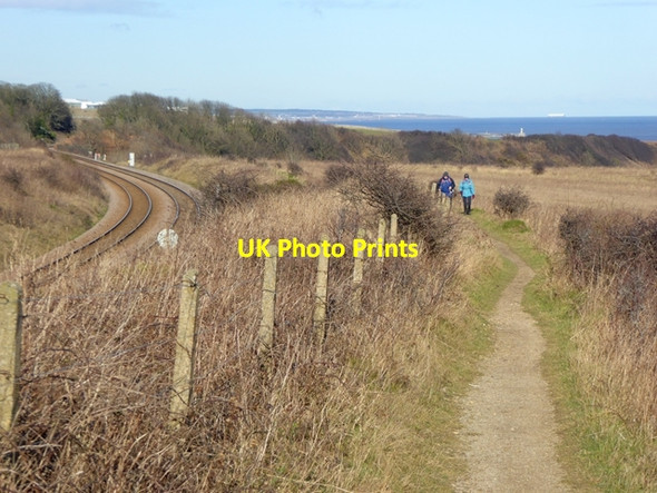 Photo 6"x4" Walkers on the Durham Coast Path Easington Colliery c2016