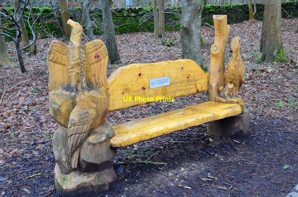 Photo 6"x4" Decorative bench, Flotterstone Woodhouselee c2016