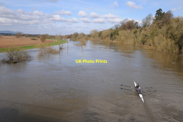 Photo 6"x4" Rowers on the flooded River Severn Tewkesbury c2016