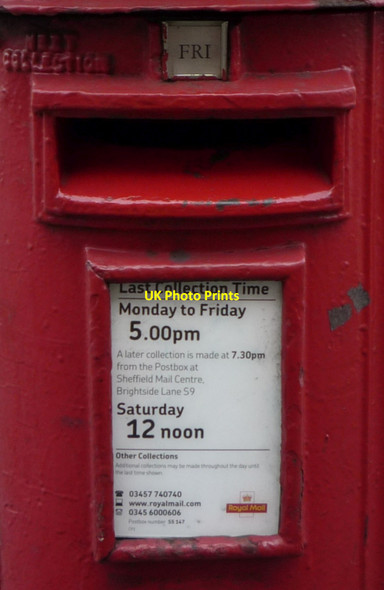Photo 6"x4" Detail, Elizabeth II postbox outside Firvale Post Office, Sheffield Fir Vale c2016