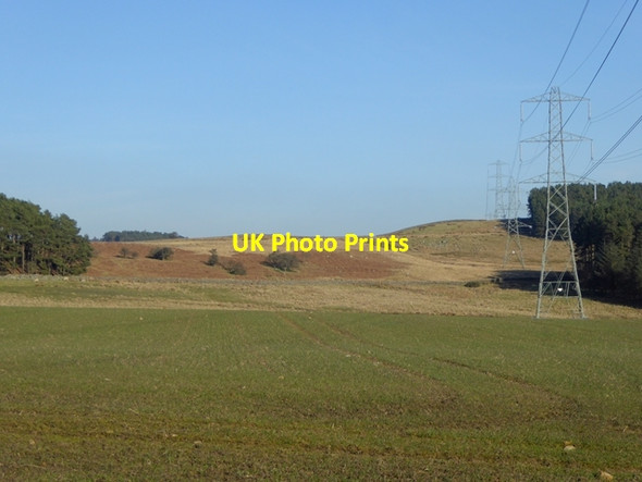 Photo 6"x4" Field, moor, plantations and pylons at Fawcet Hill Sandhoe c2016