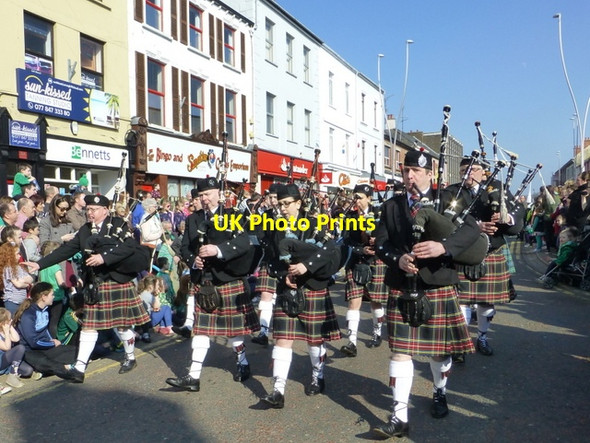 Photo 6"x4" Gillygooley Pipe Band, St Patrick's Day 2016 Omagh c2016