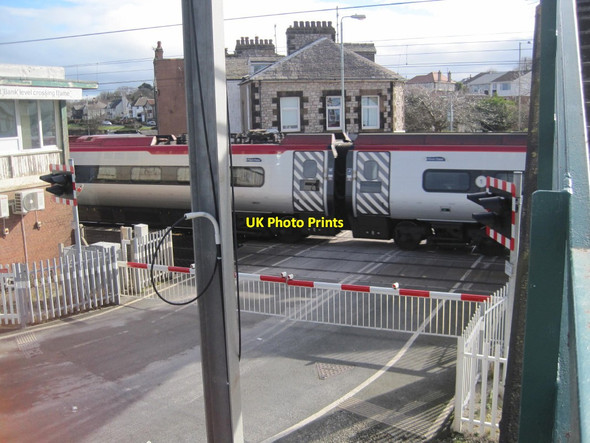 Photo 6"x4" Train on Level Crossing Hest Bank c2016