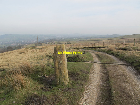 Photo 6"x4" Boundary Stone on Craven Hall Hill Burley Woodhead c2016