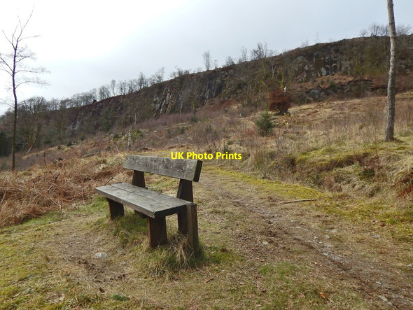 Photo 6"x4" Bench beside path to Callander Craig Callander c2016
