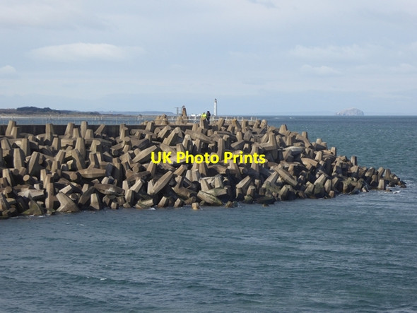 Photo 6"x4" Breakwater at Skateraw Harbour Thorntonloch c2016 P1