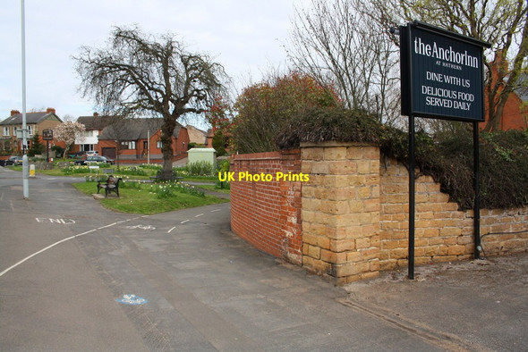 Photo 6"x4" Junction of walls beside the Anchor Inn carpark Dishley c2016